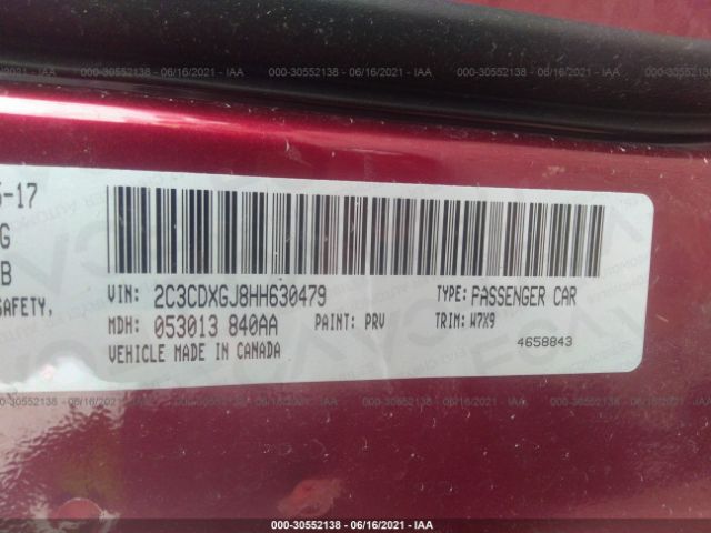 Photo 8 VIN: 2C3CDXGJ8HH630479 - DODGE CHARGER 