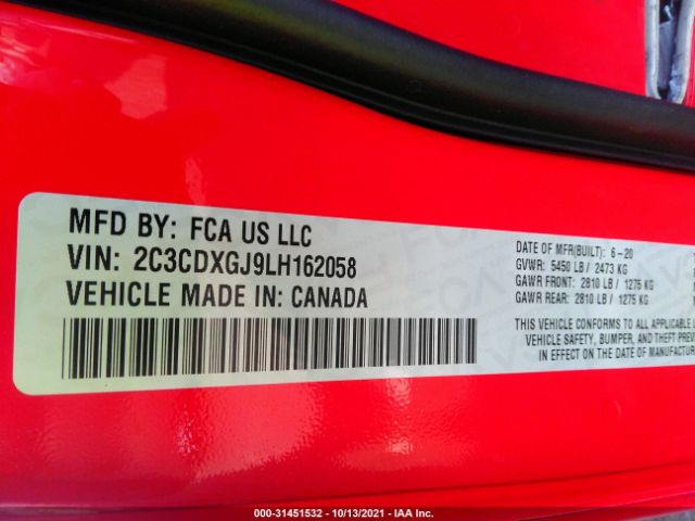 Photo 8 VIN: 2C3CDXGJ9LH162058 - DODGE CHARGER 