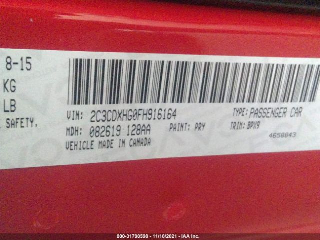 Photo 8 VIN: 2C3CDXHG0FH916164 - DODGE CHARGER 