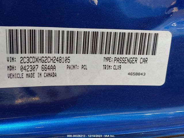 Photo 8 VIN: 2C3CDXHG2CH248105 - DODGE CHARGER 