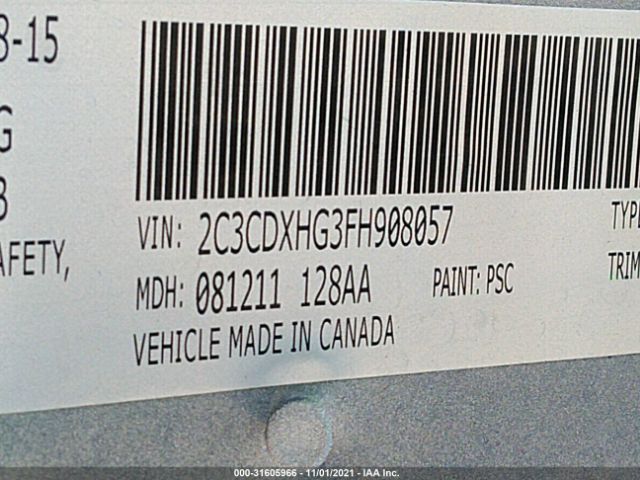 Photo 8 VIN: 2C3CDXHG3FH908057 - DODGE CHARGER 