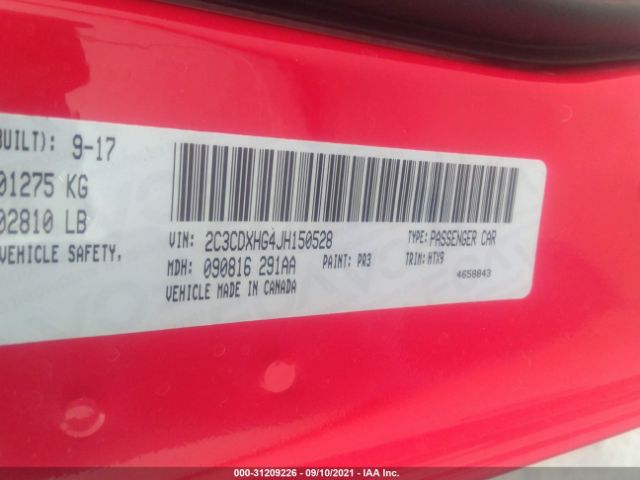 Photo 8 VIN: 2C3CDXHG4JH150528 - DODGE CHARGER 