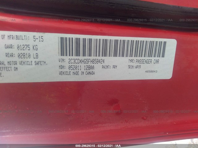 Photo 8 VIN: 2C3CDXHG5FH858424 - DODGE CHARGER 