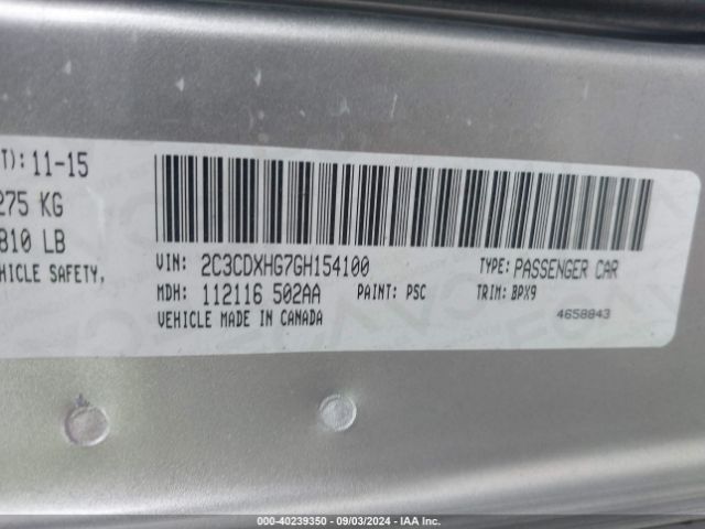 Photo 8 VIN: 2C3CDXHG7GH154100 - DODGE CHARGER 