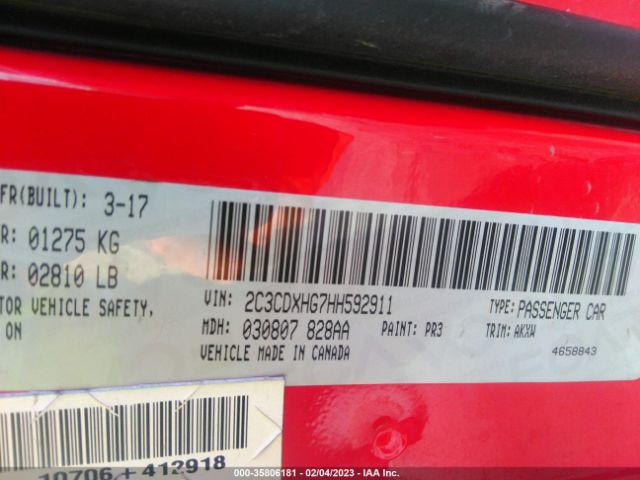 Photo 8 VIN: 2C3CDXHG7HH592911 - DODGE CHARGER 