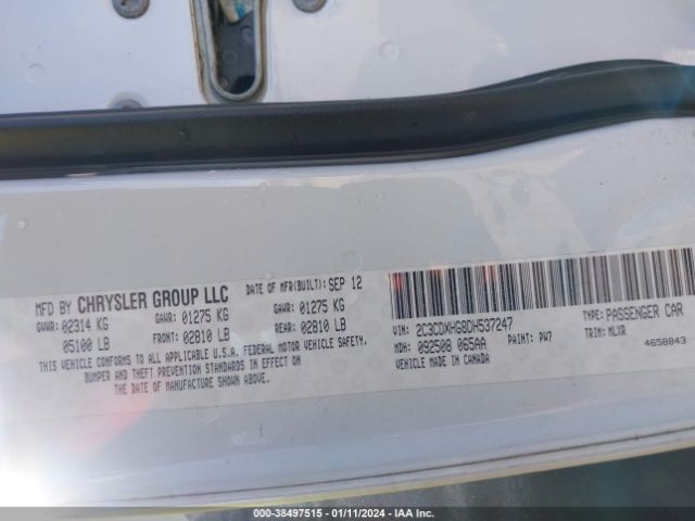 Photo 8 VIN: 2C3CDXHG8DH537247 - DODGE CHARGER 