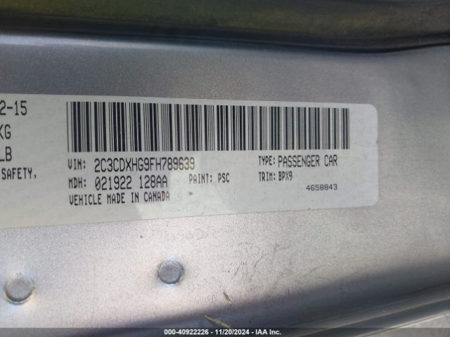 Photo 8 VIN: 2C3CDXHG9FH789639 - DODGE CHARGER 