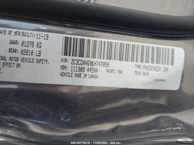 Photo 8 VIN: 2C3CDXHG9KH747059 - DODGE CHARGER 