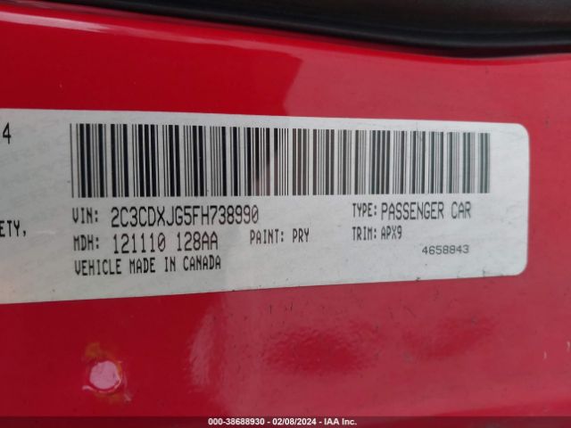 Photo 8 VIN: 2C3CDXJG5FH738990 - DODGE CHARGER 