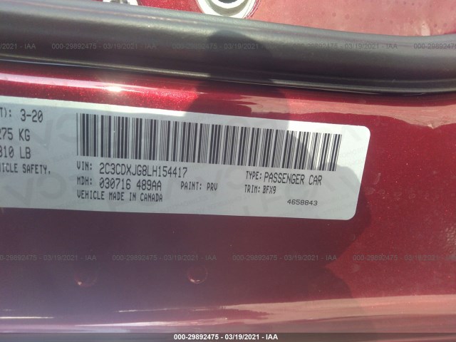 Photo 8 VIN: 2C3CDXJG8LH154417 - DODGE CHARGER 