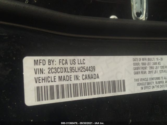 Photo 8 VIN: 2C3CDXL95LH254439 - DODGE CHARGER 