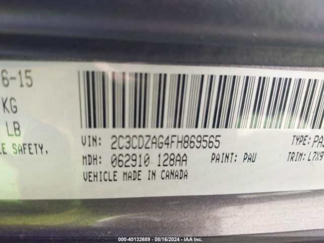 Photo 8 VIN: 2C3CDZAG4FH869565 - DODGE CHALLENGER 