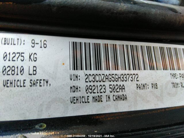 Photo 8 VIN: 2C3CDZAG5GH337372 - DODGE CHALLENGER 