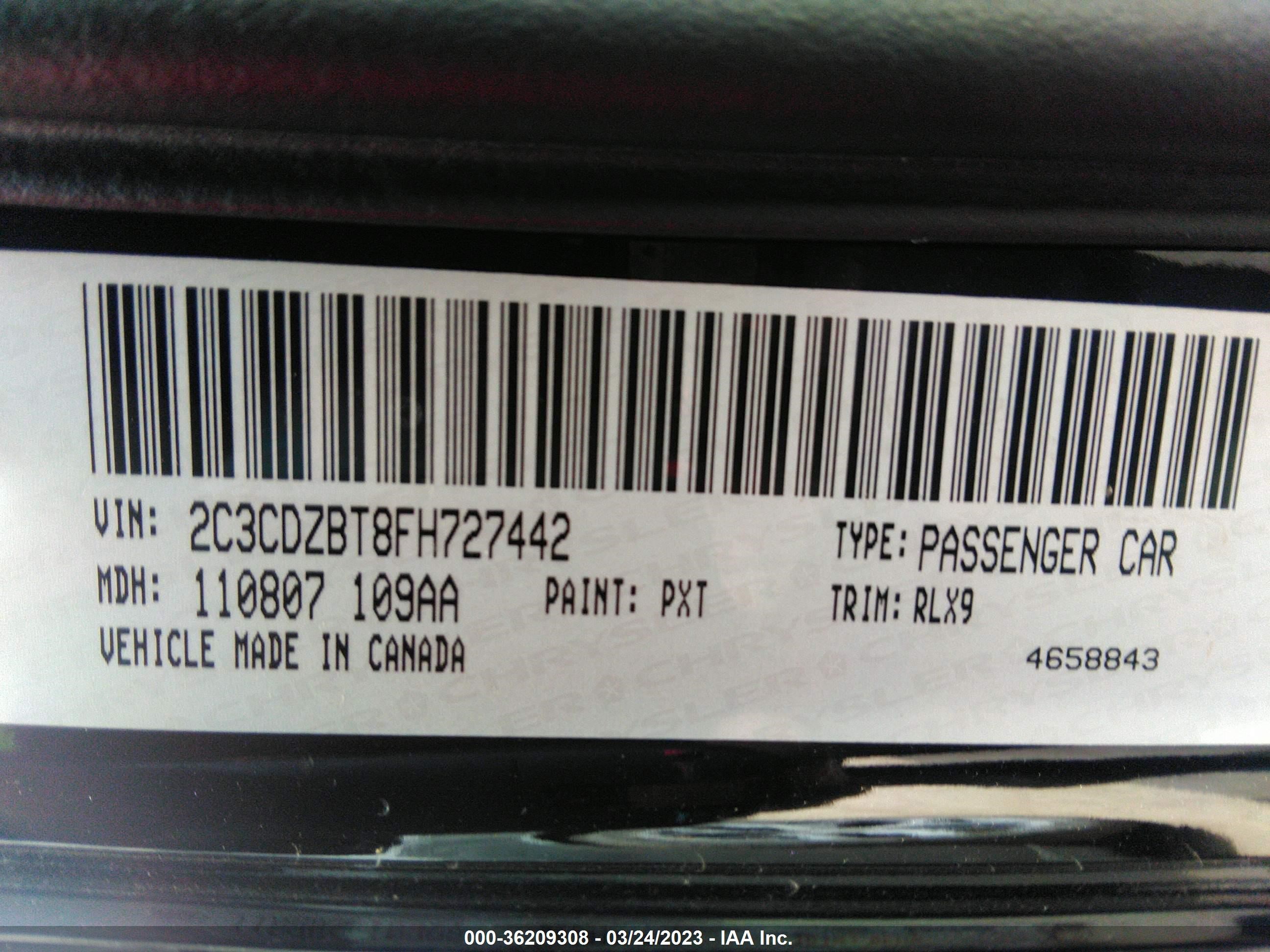 Photo 8 VIN: 2C3CDZBT8FH727442 - DODGE CHALLENGER 