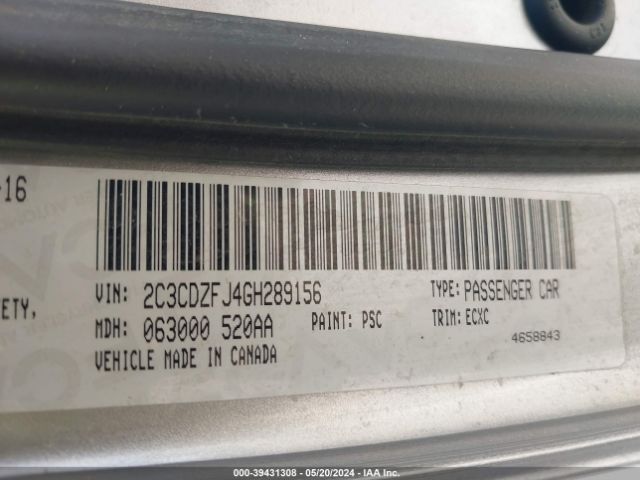 Photo 8 VIN: 2C3CDZFJ4GH289156 - DODGE CHALLENGER 