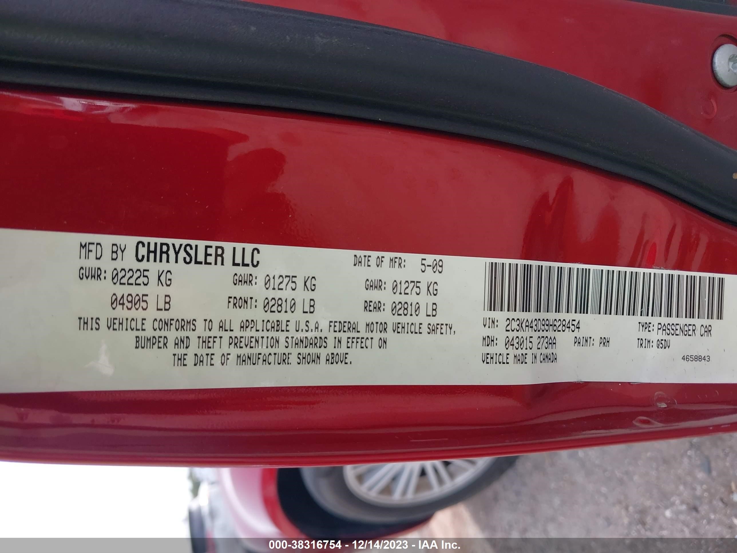 Photo 8 VIN: 2C3KA43D99H628454 - CHRYSLER 300 