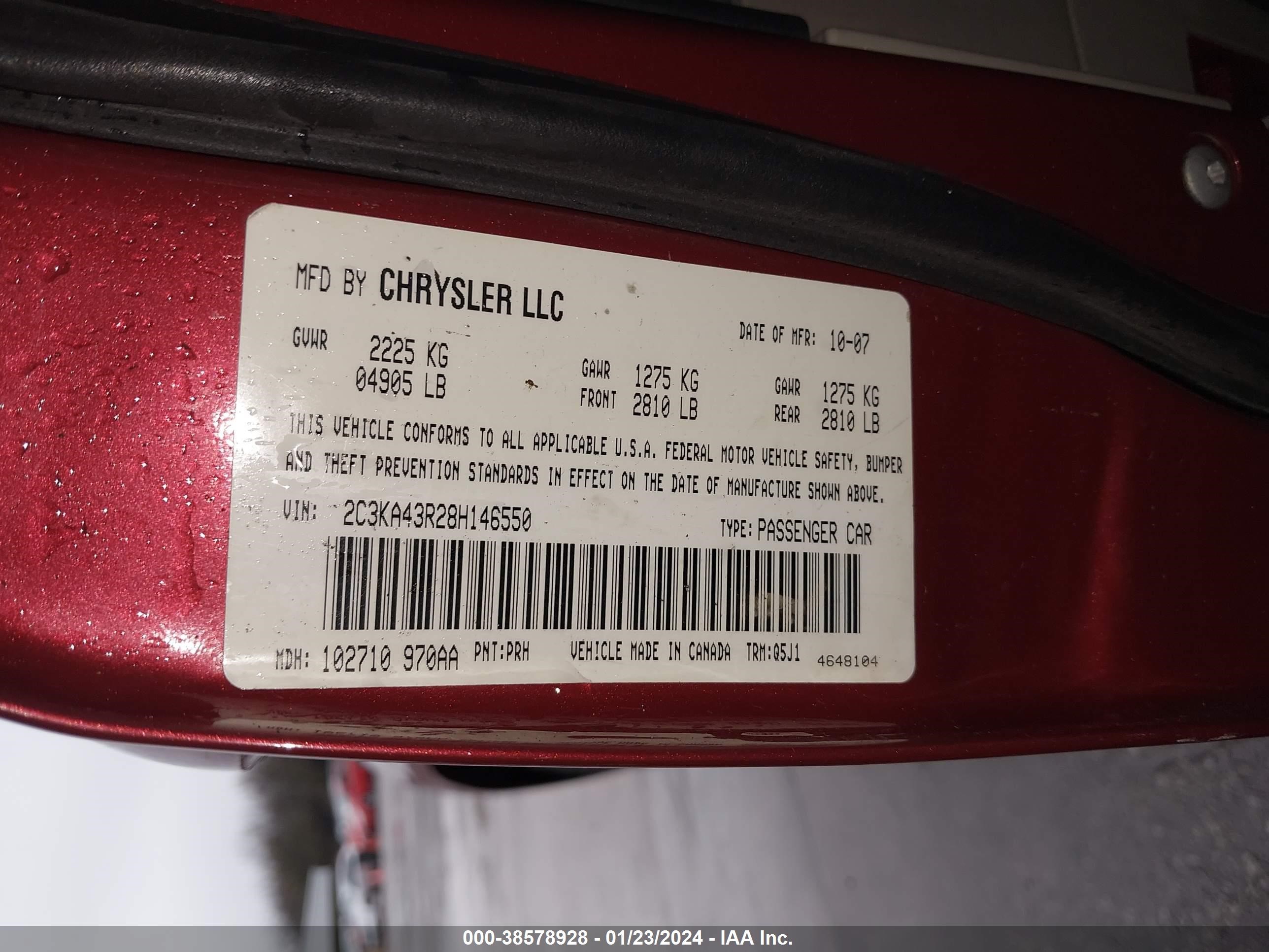 Photo 8 VIN: 2C3KA43R28H146550 - CHRYSLER 300 