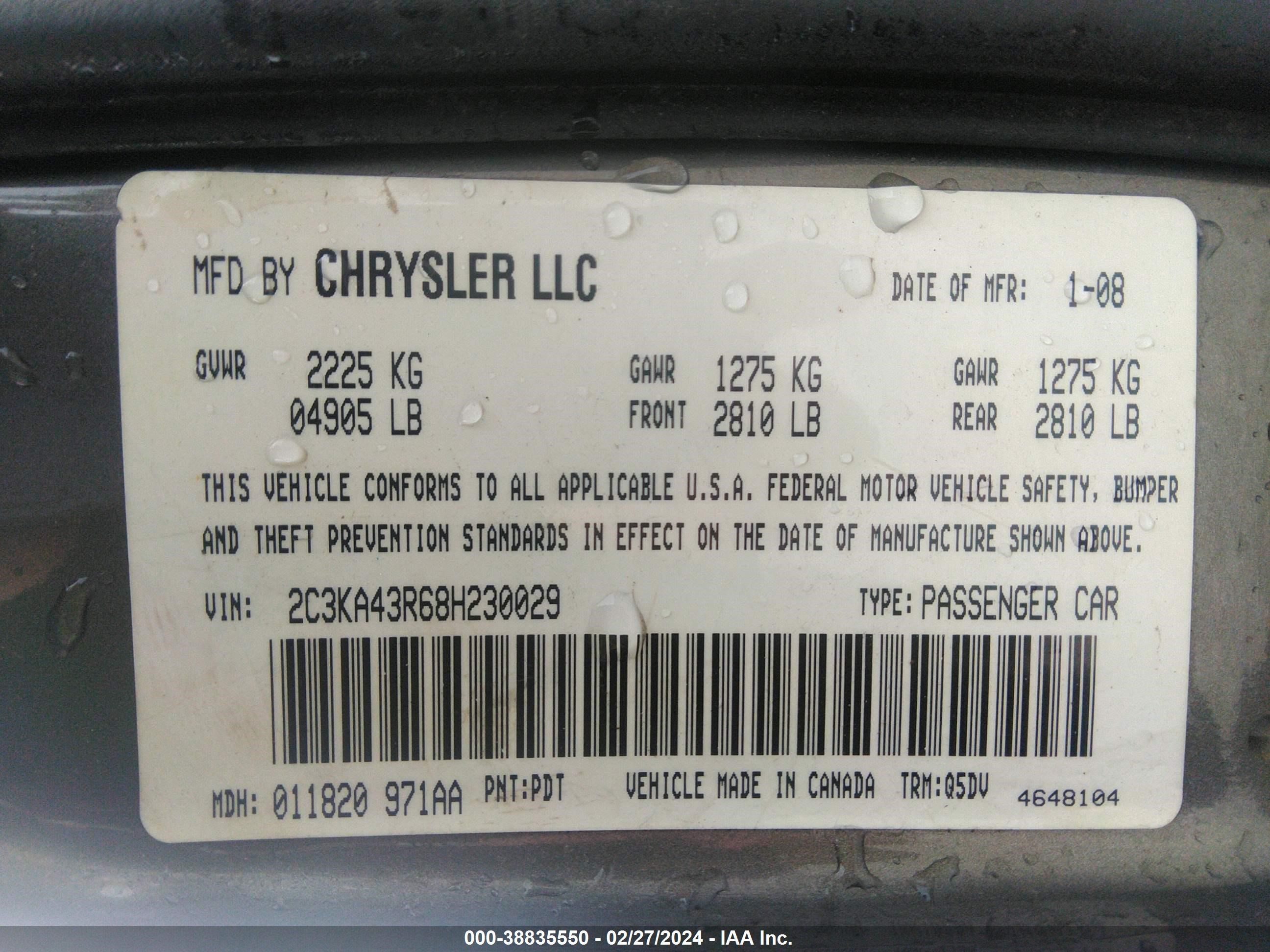 Photo 8 VIN: 2C3KA43R68H230029 - CHRYSLER 300 