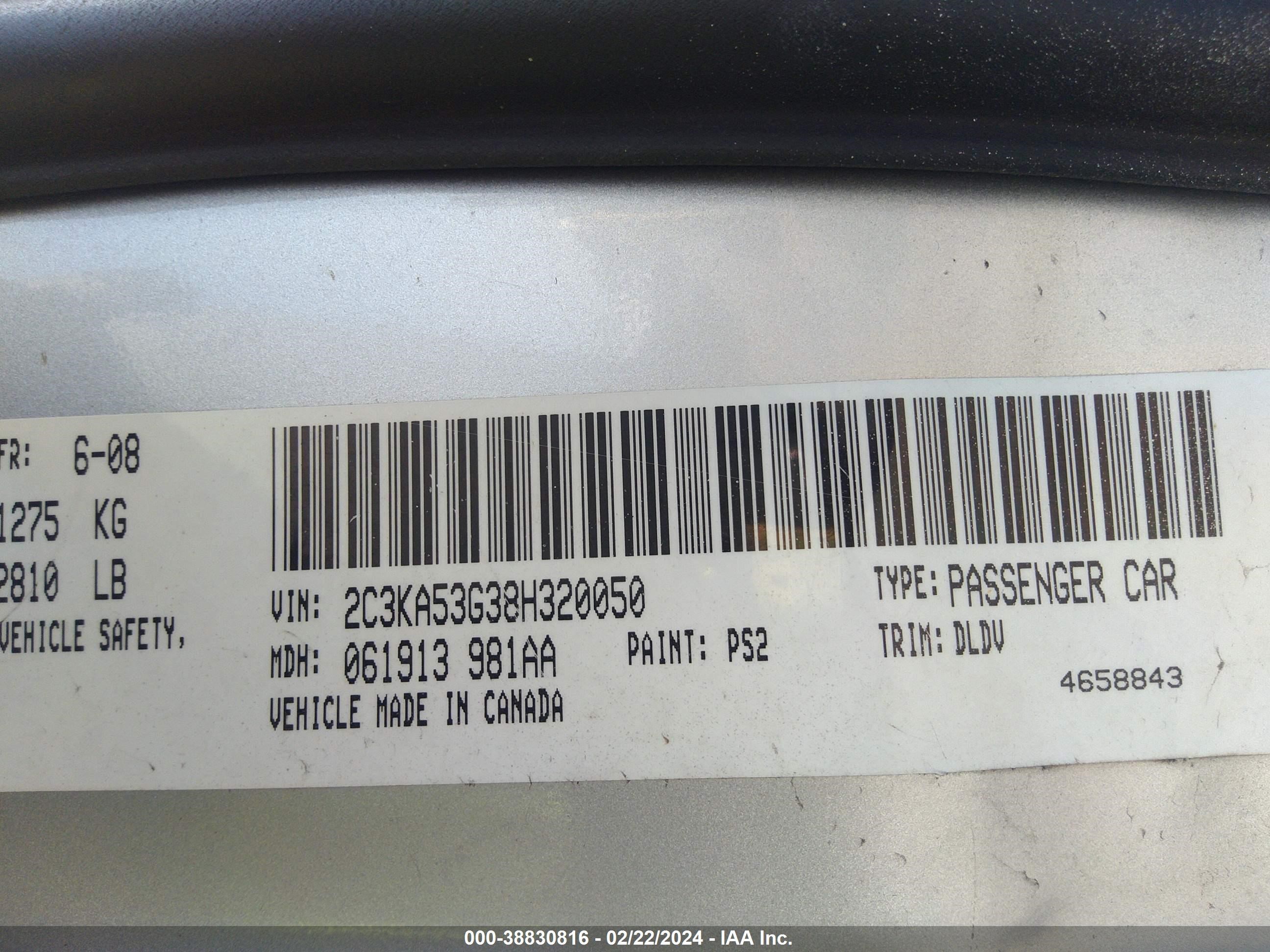 Photo 8 VIN: 2C3KA53G38H320050 - CHRYSLER 300 