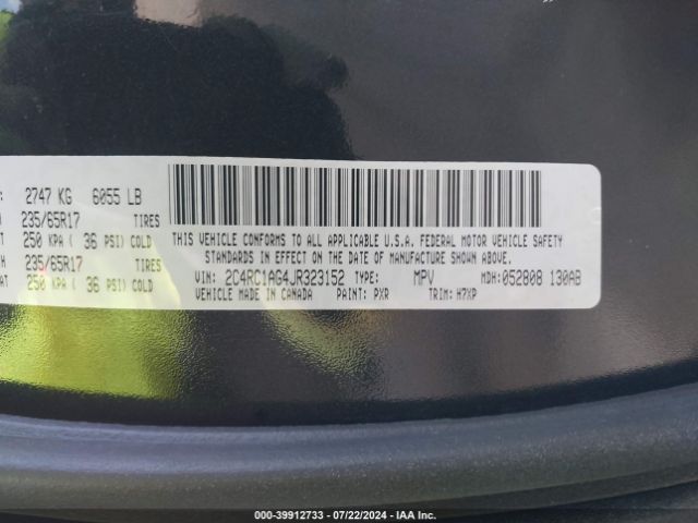 Photo 8 VIN: 2C4RC1AG4JR323152 - CHRYSLER PACIFICA 