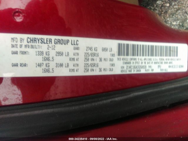 Photo 8 VIN: 2C4RC1BG0CR260939 - CHRYSLER TOWN & COUNTRY 