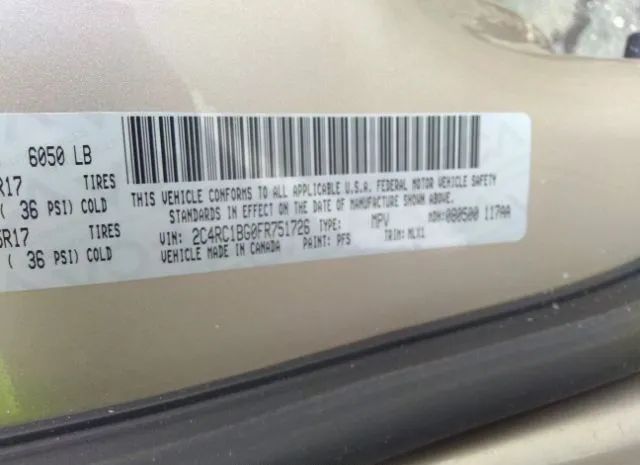 Photo 8 VIN: 2C4RC1BG0FR751726 - CHRYSLER TOWN & COUNTRY 