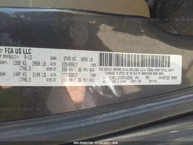 Photo 8 VIN: 2C4RC1BG0GR142248 - CHRYSLER TOWN & COUNTRY 