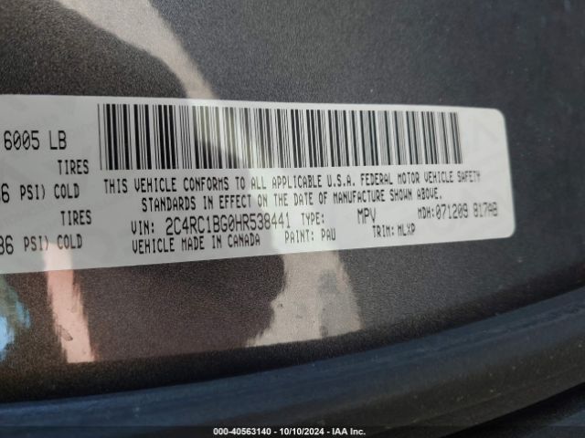 Photo 8 VIN: 2C4RC1BG0HR538441 - CHRYSLER PACIFICA 