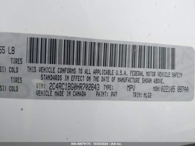 Photo 8 VIN: 2C4RC1BG0HR702643 - CHRYSLER PACIFICA 