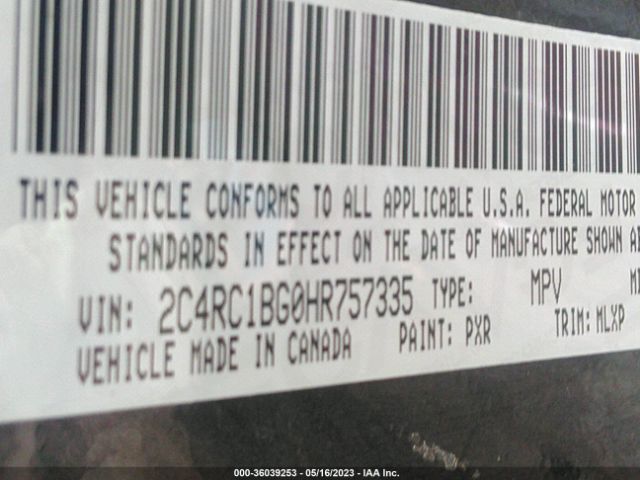 Photo 8 VIN: 2C4RC1BG0HR757335 - CHRYSLER PACIFICA 