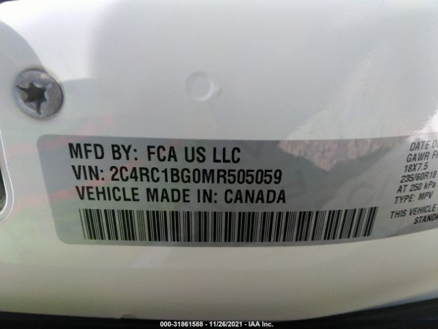 Photo 8 VIN: 2C4RC1BG0MR505059 - CHRYSLER PACIFICA 