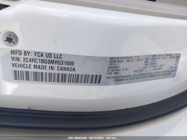 Photo 8 VIN: 2C4RC1BG0MR531600 - CHRYSLER PACIFICA 