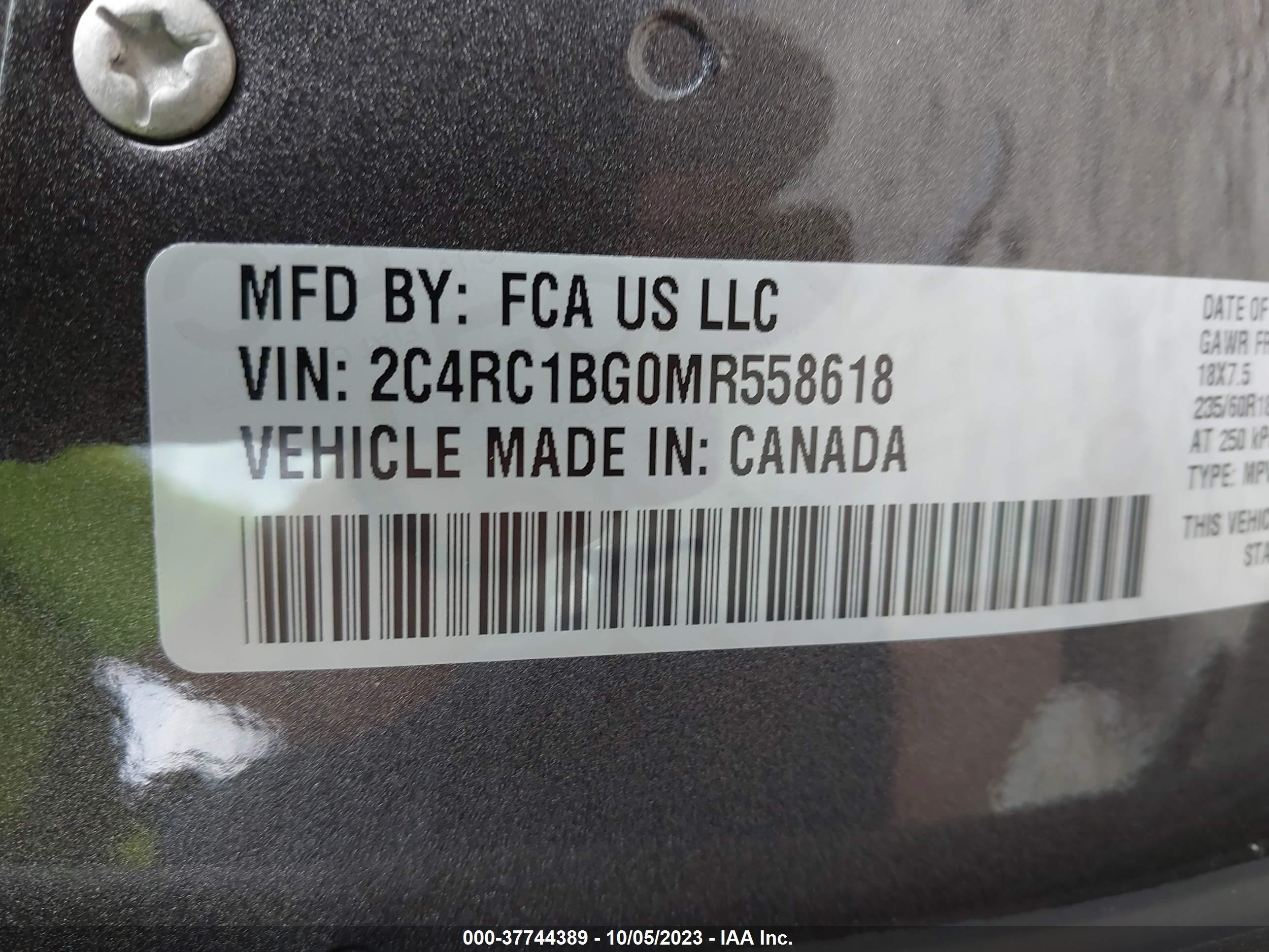 Photo 8 VIN: 2C4RC1BG0MR558618 - CHRYSLER PACIFICA 