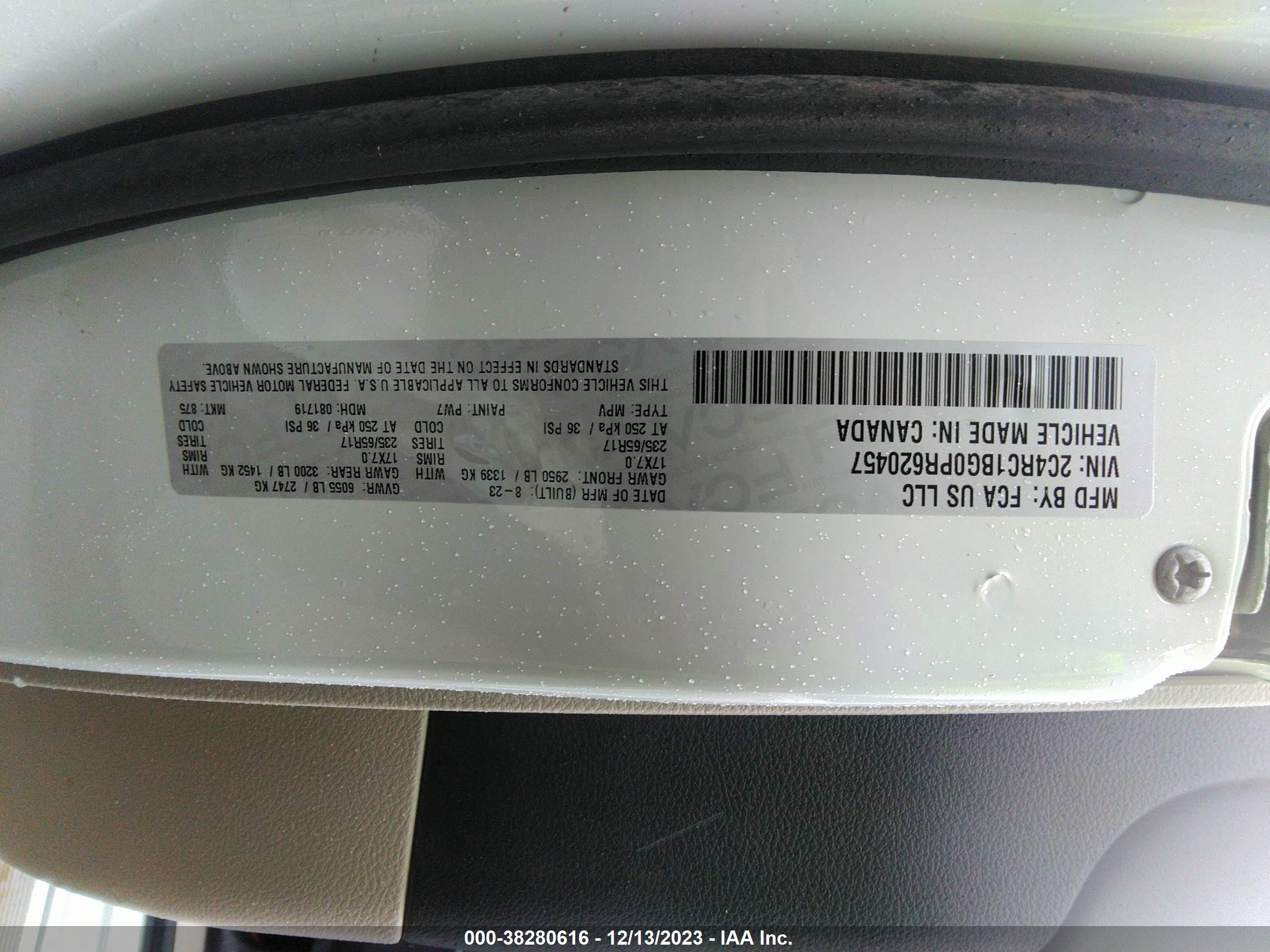 Photo 8 VIN: 2C4RC1BG0PR620457 - CHRYSLER PACIFICA 