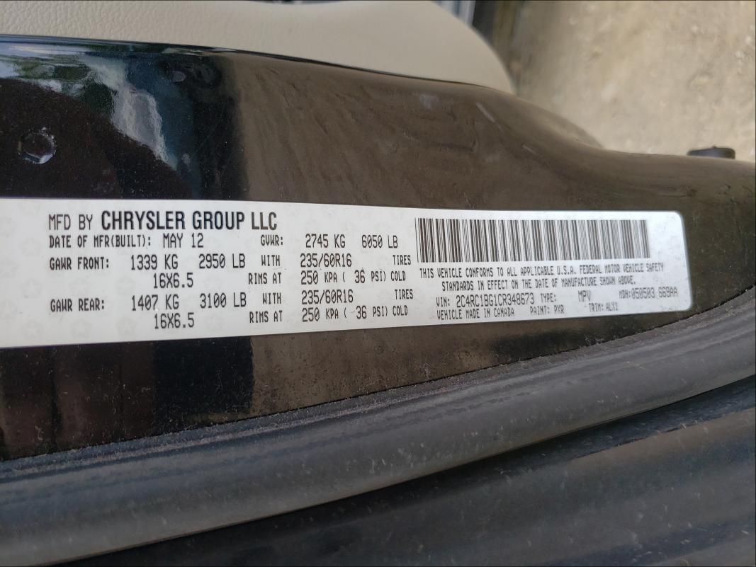 Photo 9 VIN: 2C4RC1BG1CR348673 - CHRYSLER TOWN &AMP COU 