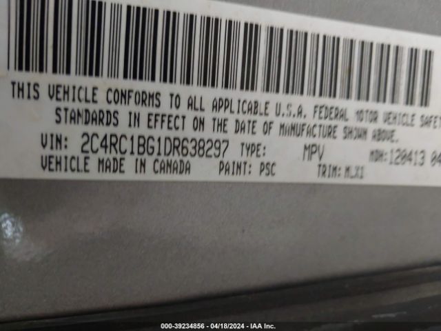 Photo 8 VIN: 2C4RC1BG1DR638297 - CHRYSLER TOWN & COUNTRY 