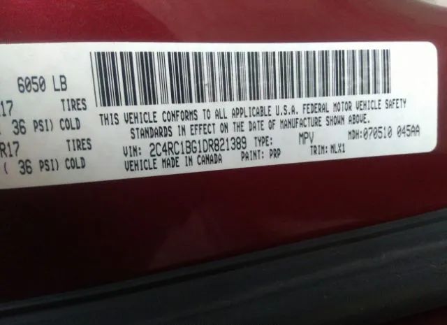 Photo 8 VIN: 2C4RC1BG1DR821389 - CHRYSLER TOWN & COUNTRY 