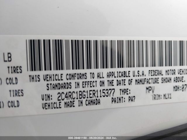 Photo 8 VIN: 2C4RC1BG1ER115377 - CHRYSLER TOWN & COUNTRY 