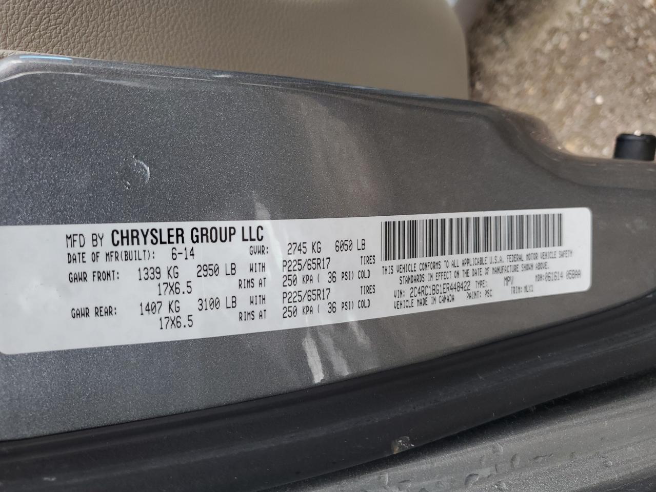 Photo 12 VIN: 2C4RC1BG1ER448422 - CHRYSLER TOWN & COUNTRY 