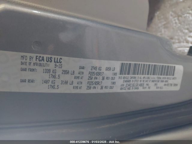 Photo 8 VIN: 2C4RC1BG1GR148835 - CHRYSLER TOWN AND COUNTRY 