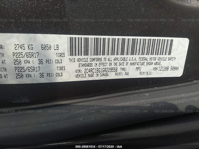 Photo 8 VIN: 2C4RC1BG1GR229558 - CHRYSLER TOWN & COUNTRY 