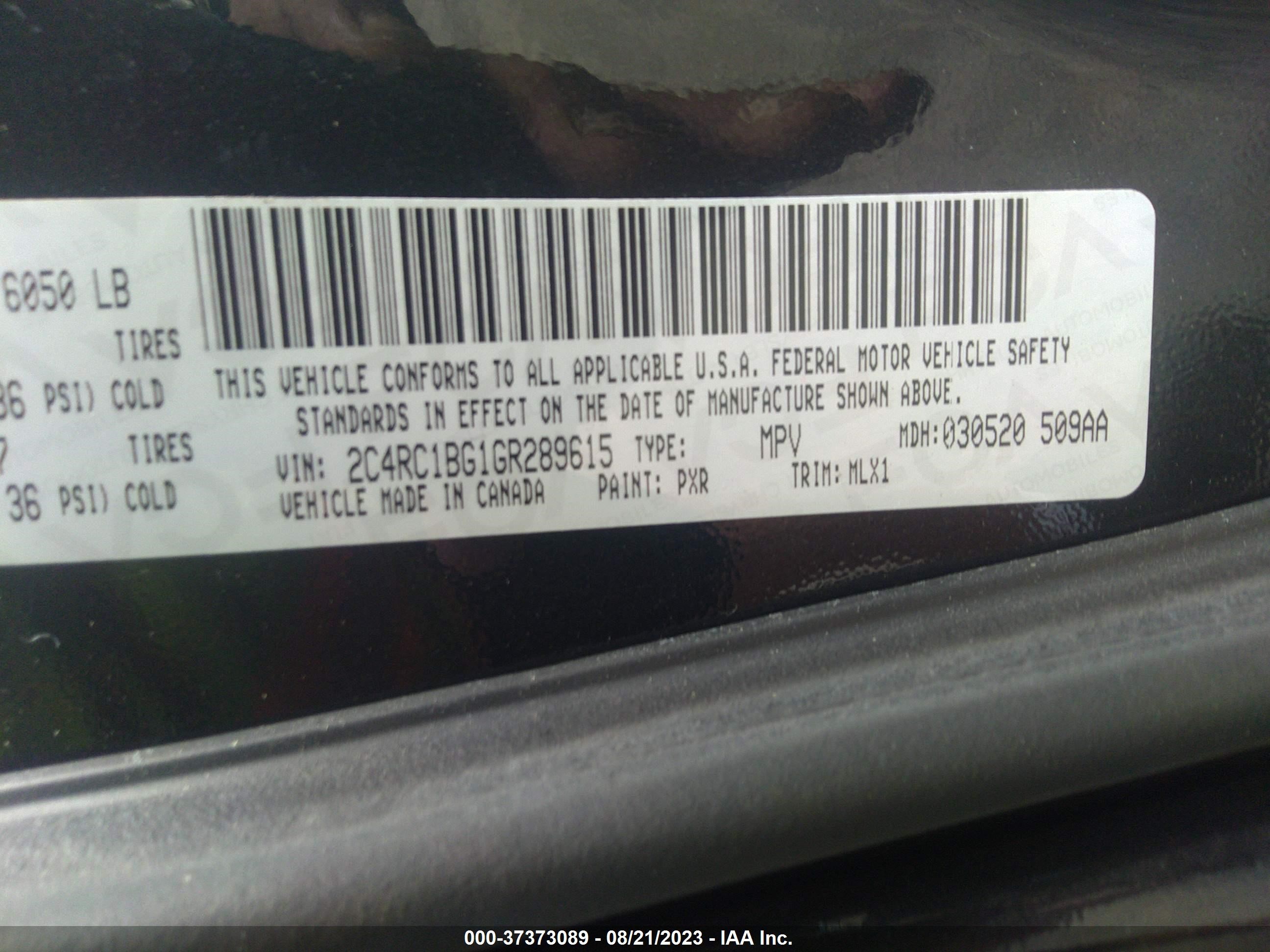 Photo 8 VIN: 2C4RC1BG1GR289615 - CHRYSLER TOWN & COUNTRY 