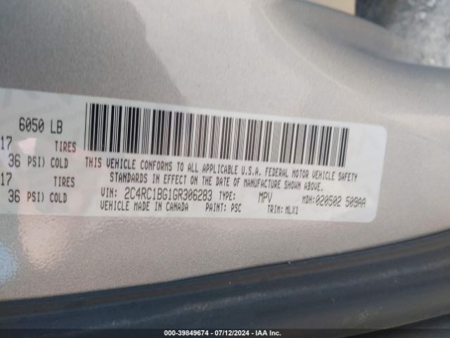 Photo 8 VIN: 2C4RC1BG1GR306283 - CHRYSLER TOWN & COUNTRY 