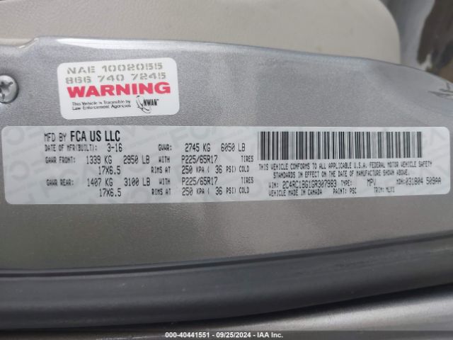 Photo 8 VIN: 2C4RC1BG1GR307983 - CHRYSLER TOWN AND COUNTRY 