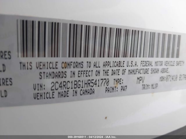 Photo 8 VIN: 2C4RC1BG1HR541770 - CHRYSLER PACIFICA 