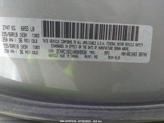 Photo 8 VIN: 2C4RC1BG1HR809930 - CHRYSLER PACIFICA 