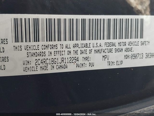 Photo 8 VIN: 2C4RC1BG1JR112294 - CHRYSLER PACIFICA 