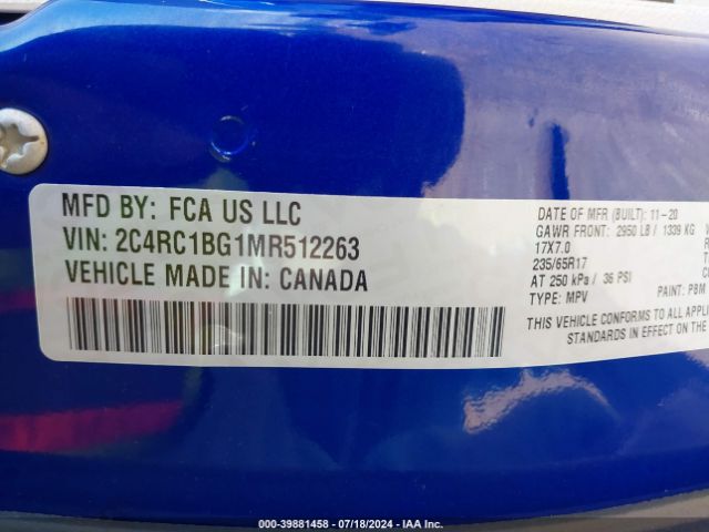 Photo 8 VIN: 2C4RC1BG1MR512263 - CHRYSLER PACIFICA 