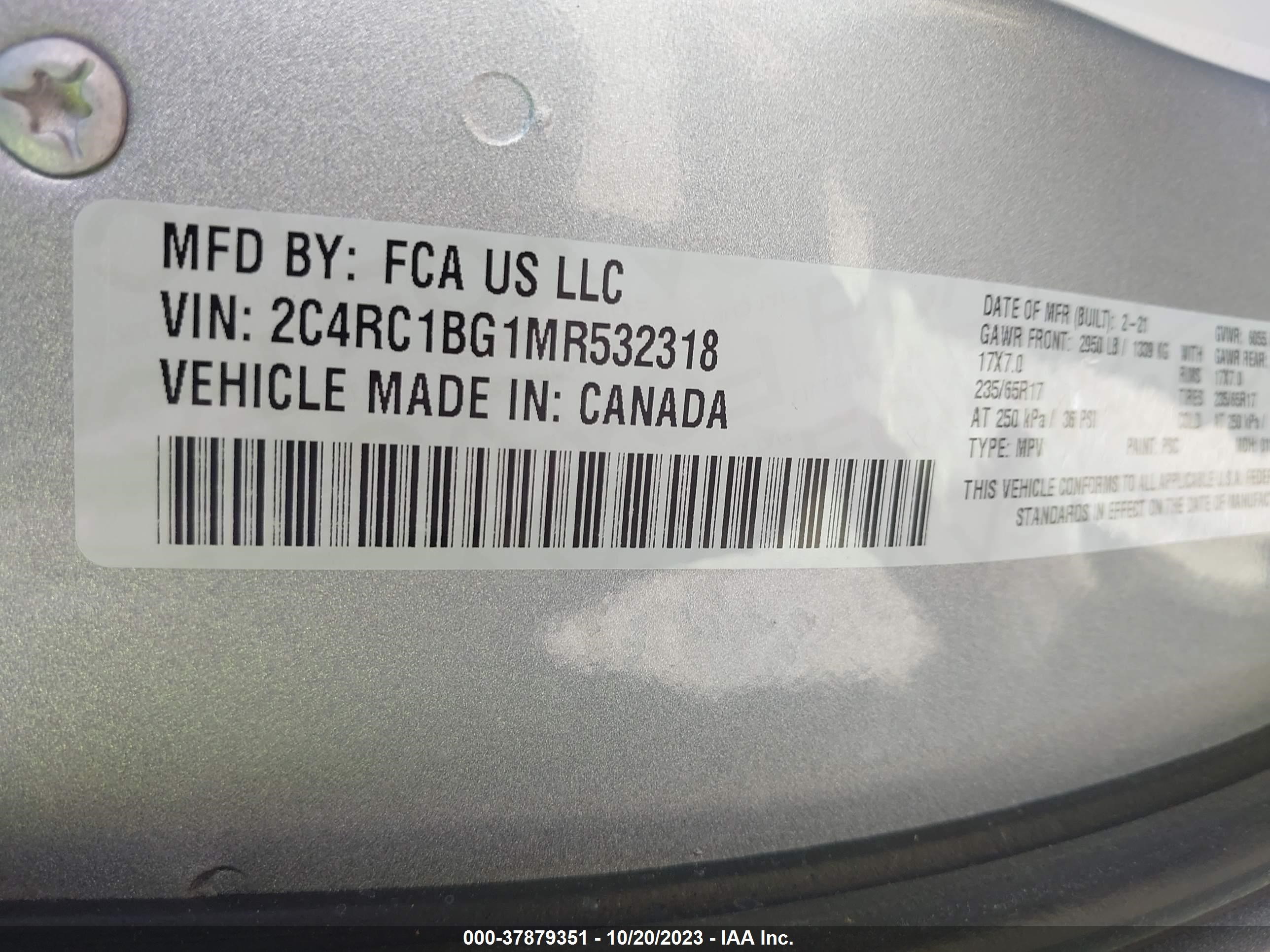 Photo 8 VIN: 2C4RC1BG1MR532318 - CHRYSLER PACIFICA 