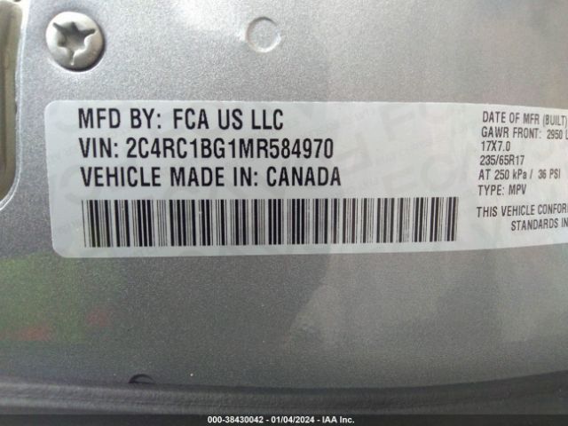 Photo 8 VIN: 2C4RC1BG1MR584970 - CHRYSLER PACIFICA 